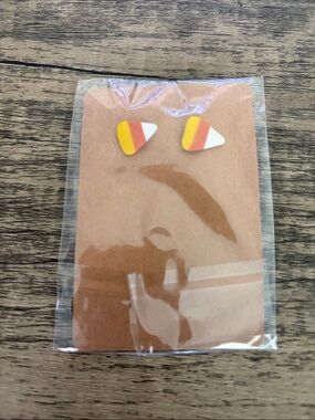 Candy Corn Stud Earrings - White, Orange & Yellow